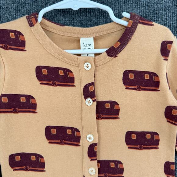 Kate Quinn Button Up Cardigan Size 4T Camper Trailer Organic Cotton Jersey Knit - Picture 2 of 6
